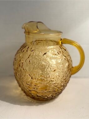 Vintage Anchor Hocking, Lidi Milano, amber textured ball pitcher